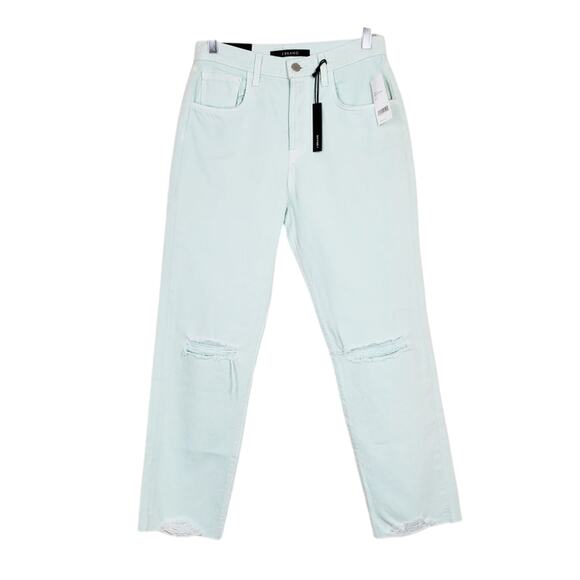 J Brand Wynne High Rise Cropped Straight Jeans 26 NWT Green Spearmint Distressed - Picture 2 of 12
